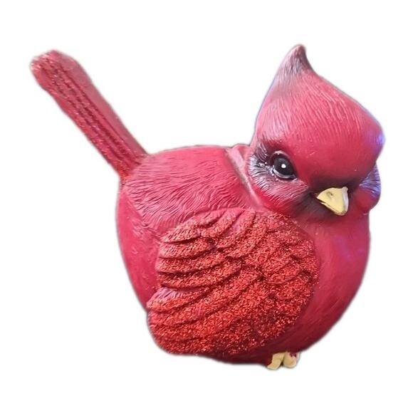 Red Cardinal Bird Figure Textured Resin Life Like Woodland Decor Ceramic 4.5" - Picture 8 of 9